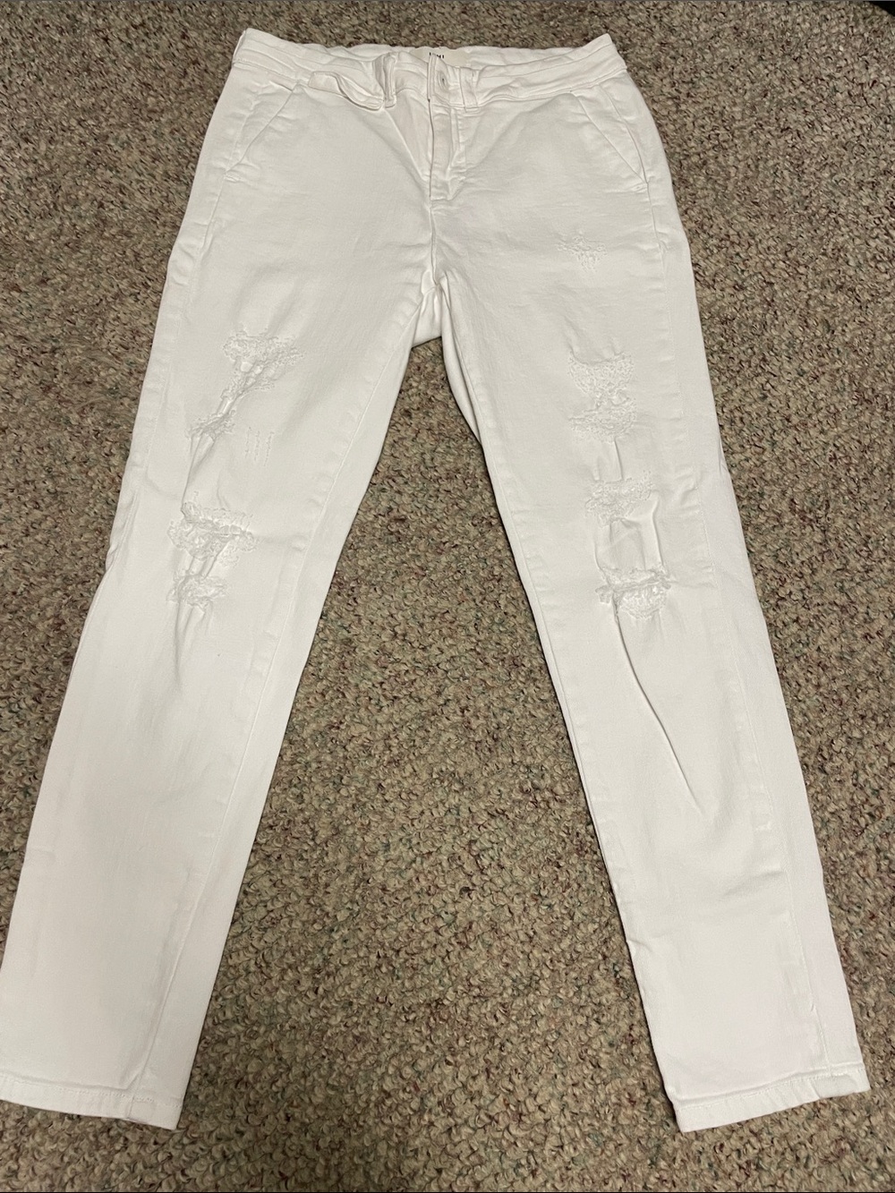 Ichi Women's White Distressed Jeans- like new